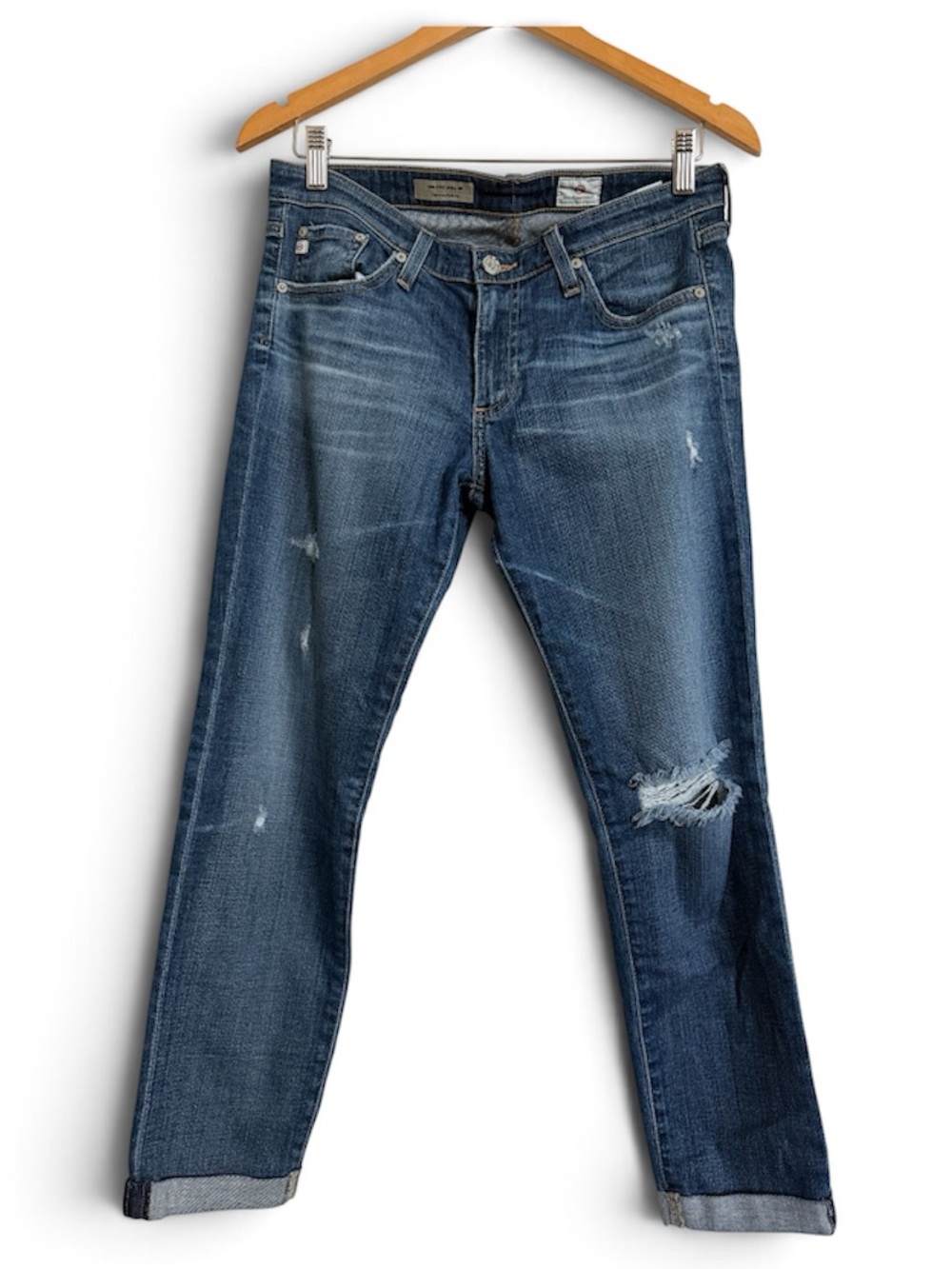 Ag Adriano Goldschmied Boyfriend Jeans in Distressed Indigo